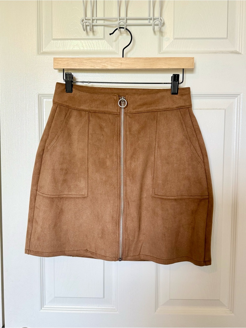 Maurices Brown Suede-Look Front Zip Mini Skirt